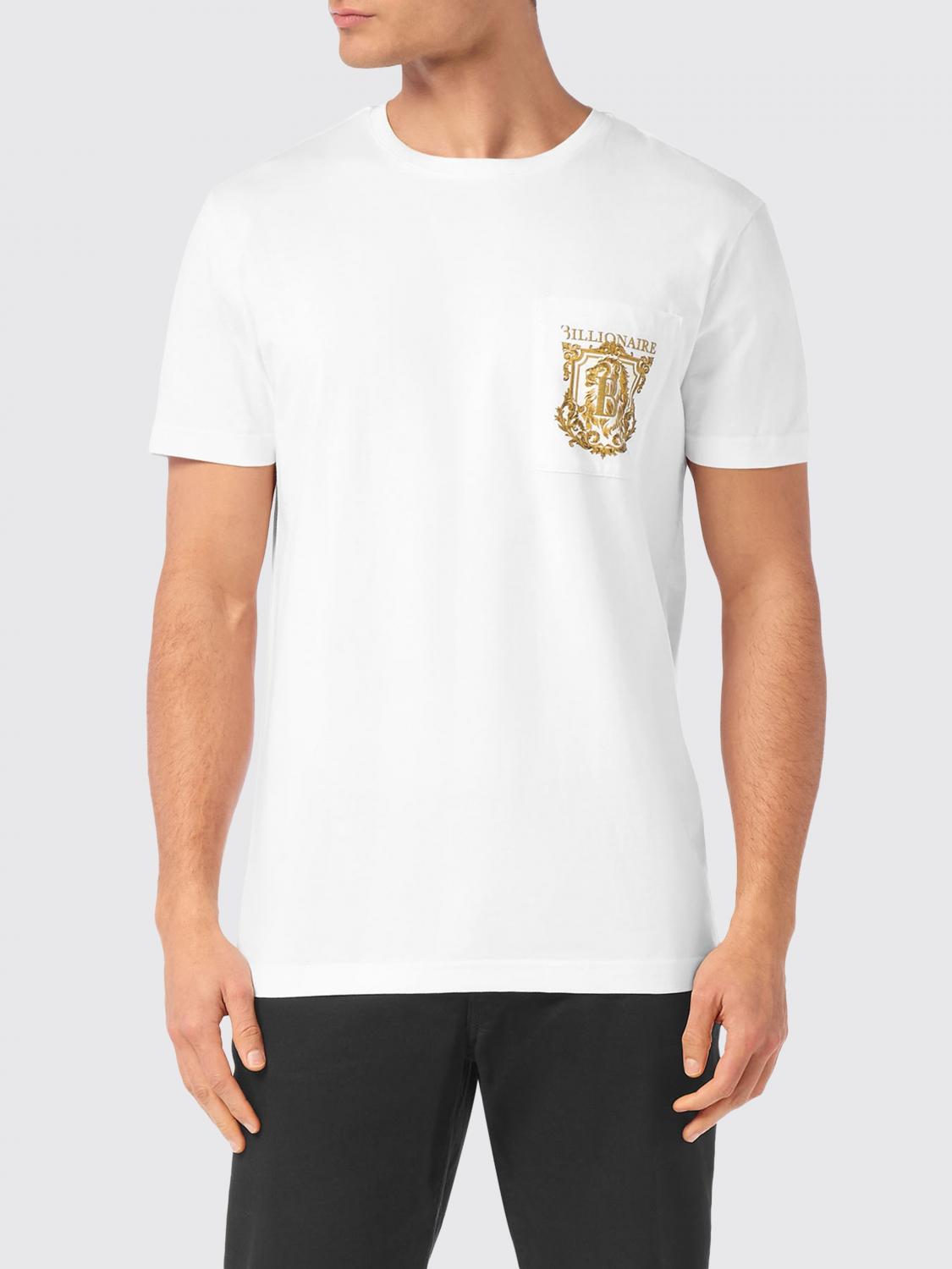 BILLIONAIRE T-SHIRT: Cotton Jersey T-shirt Billionaire with Contrast Logo and Pocket, White - Img 1