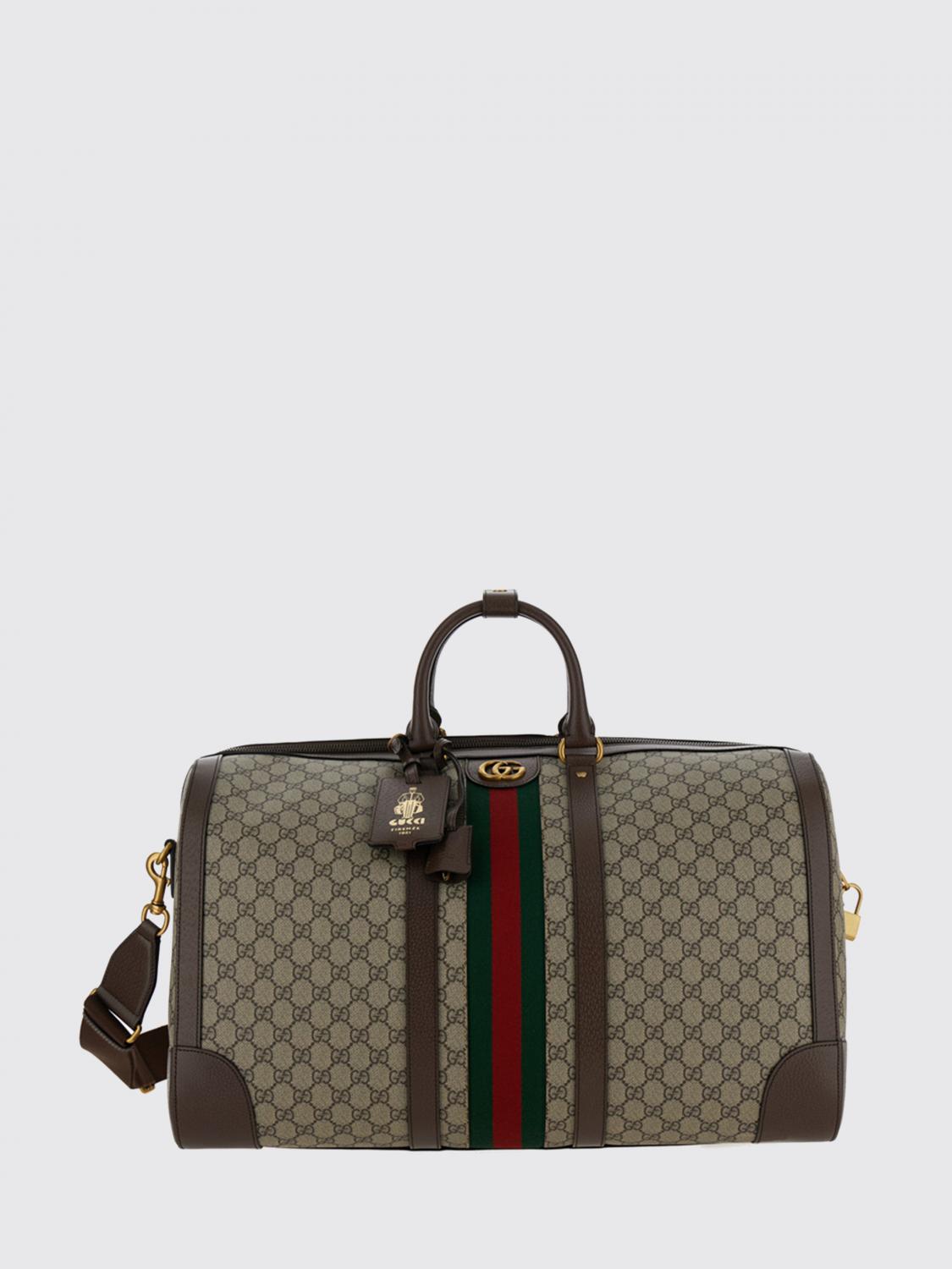 GUCCI VALIGIA: Borsa da viaggio Savoy Gucci in tessuto GG Supreme con monogramma e lucchetto, Beige - Img 1