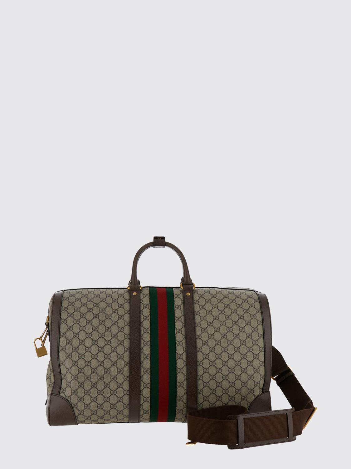 GUCCI VALIGIA: Borsa da viaggio Savoy Gucci in tessuto GG Supreme con monogramma e lucchetto, Beige - Img 2