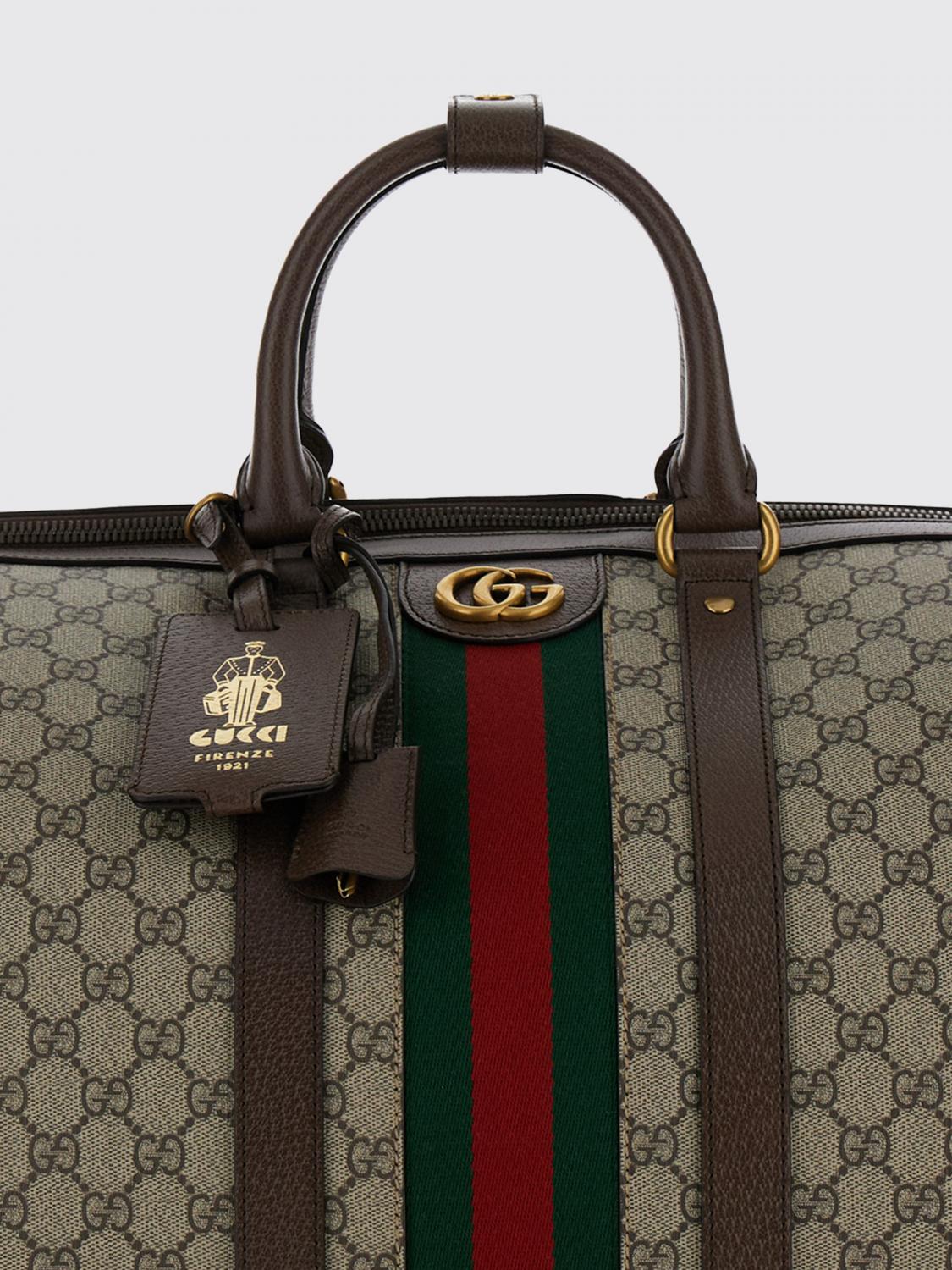 GUCCI VALIGIA: Borsa da viaggio Savoy Gucci in tessuto GG Supreme con monogramma e lucchetto, Beige - Img 3
