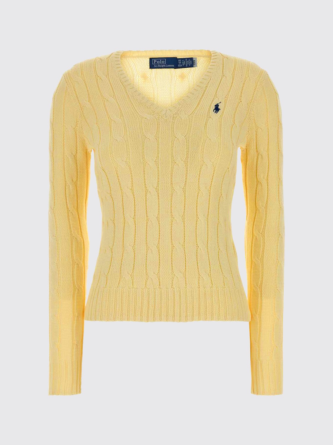 POLO RALPH LAUREN PULLOVER: Slim Fit V-Ausschnitt-Pullover Polo Ralph Lauren aus Baumwolle mit gesticktem Pony-Logo, Beige - Img 2