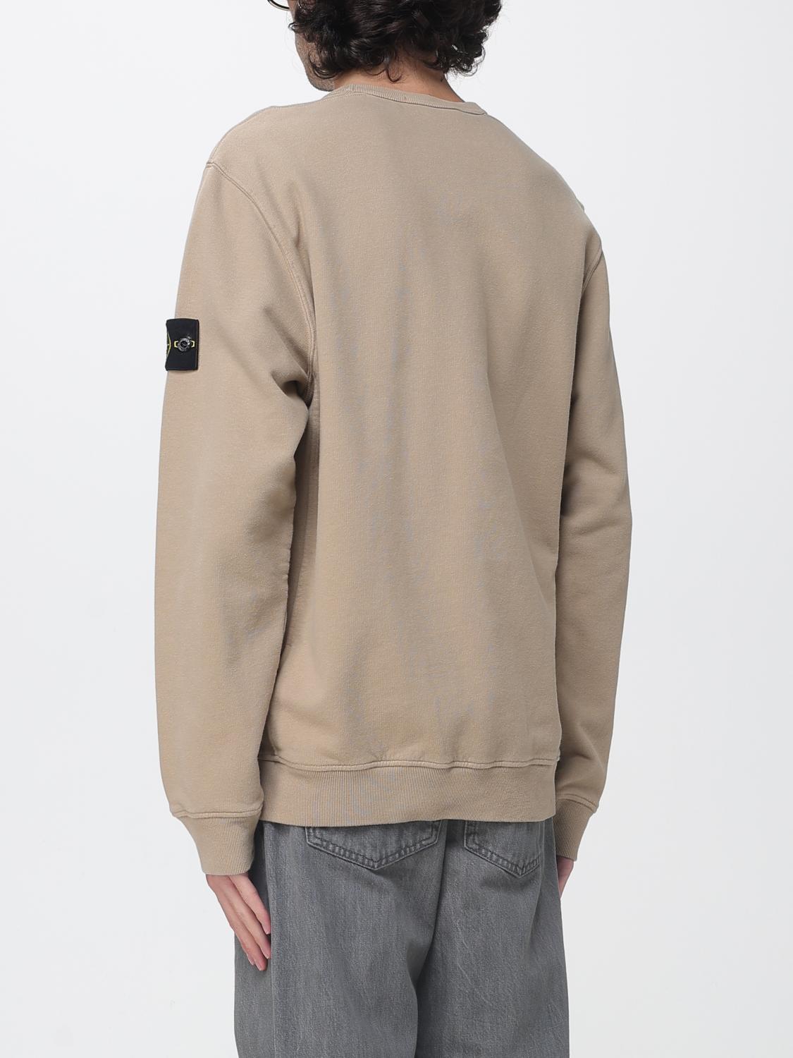 STONE ISLAND FELPA: Felpa girocollo Stone Island in jersey di cotone con patch logo Compass, Marrone - Img 2