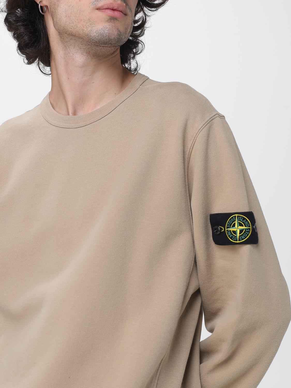 STONE ISLAND FELPA: Felpa girocollo Stone Island in jersey di cotone con patch logo Compass, Marrone - Img 3