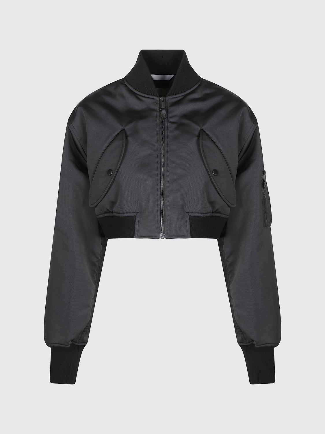 BALENCIAGA JACKE: Cropped Bomberjacke aus technischem Faille BALENCIAGA mit überschnittenen Schultern, Schwarz - Img 2