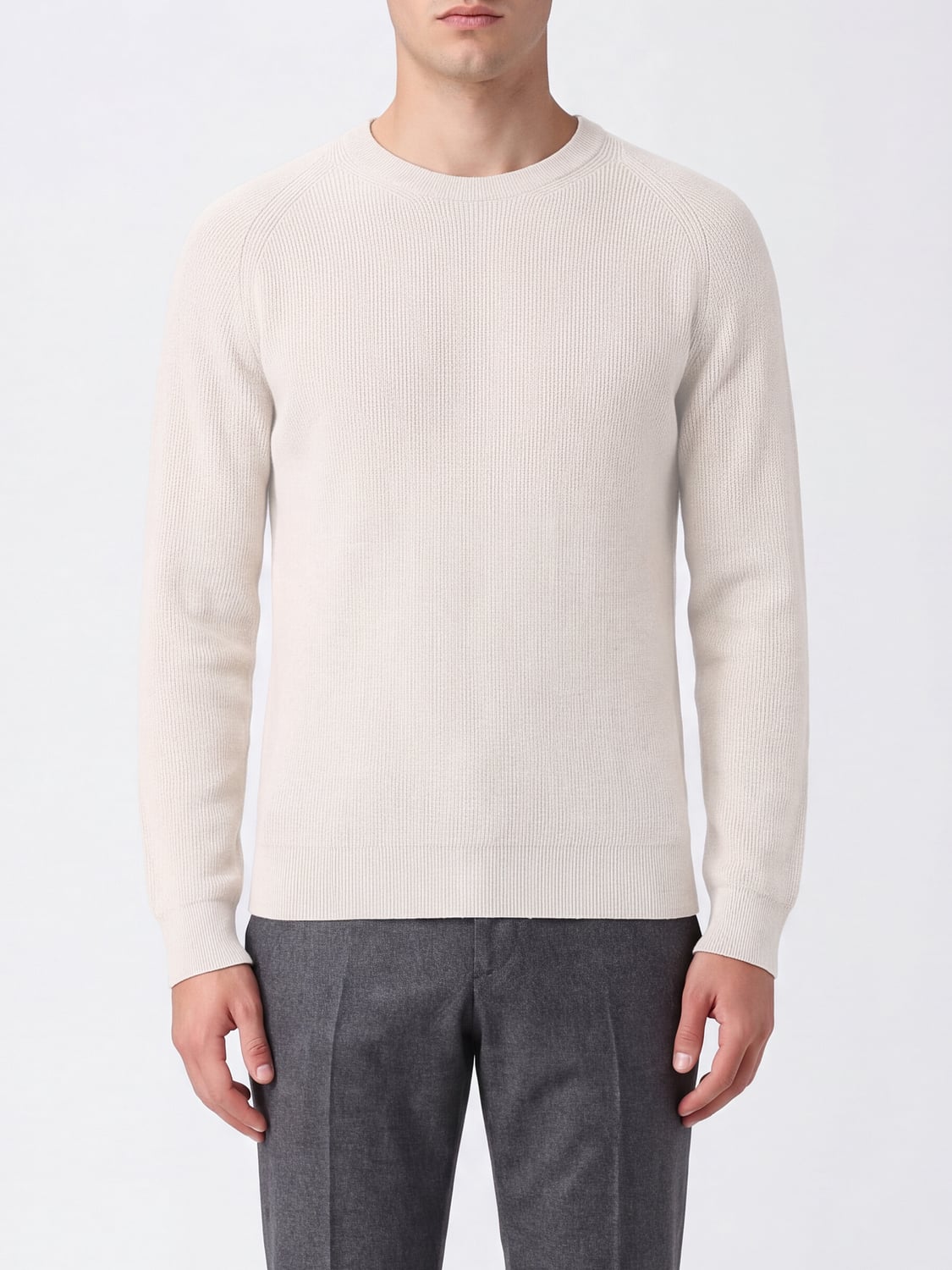 BRIONI SWEATER: Crewneck Jumper Brioni in Wool and Cashmere with Long Sleeves and Ribbed Trims, Beige - Img 1