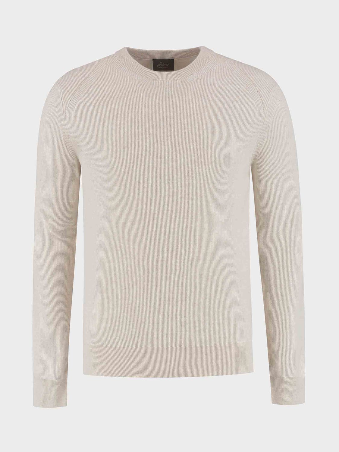 BRIONI SWEATER: Crewneck Jumper Brioni in Wool and Cashmere with Long Sleeves and Ribbed Trims, Beige - Img 2