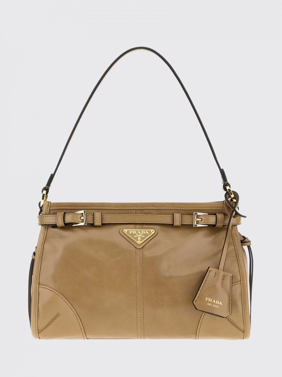 PRADA BORSA A MANO: Borsa a mano Bonnie piccola in pelle Prada, Marrone - Img 1