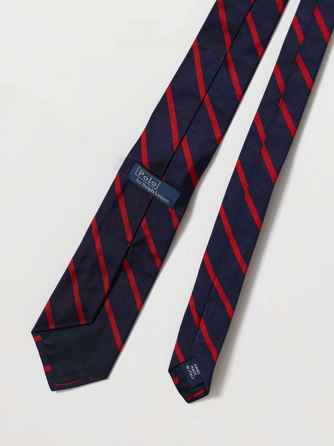 POLO RALPH LAUREN 타이: Polo Ralph Lauren 아플리케 로고 칼리지 스타일 스트라이프 뽕나무 실크 넥타이, 블루 - Img 2