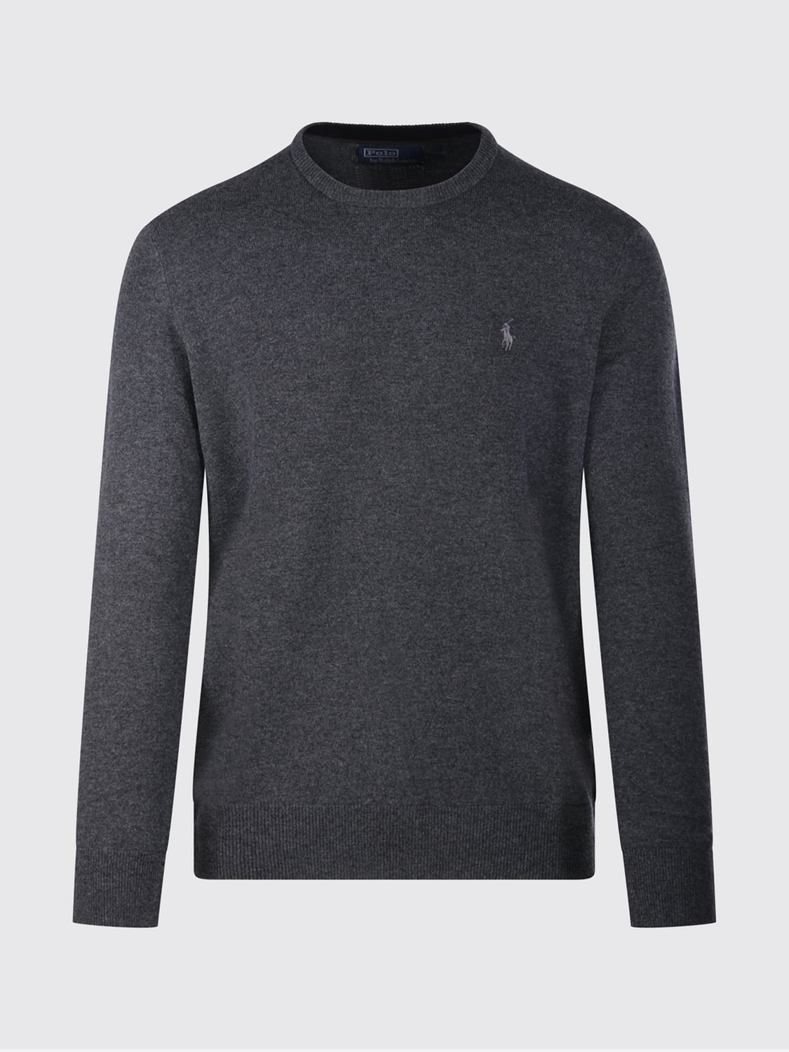 POLO RALPH LAUREN PULL: Pull à col rond POLO RALPH LAUREN en pure laine avec logo Pony brodé, Anthracite - Img 2