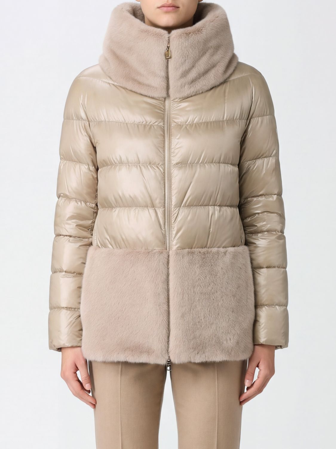HERNO JACKE: Herno Kurze Ultraleicht-Nylon-Daunenjacke mit Kunstpelzdetails, Weiß - Img 1