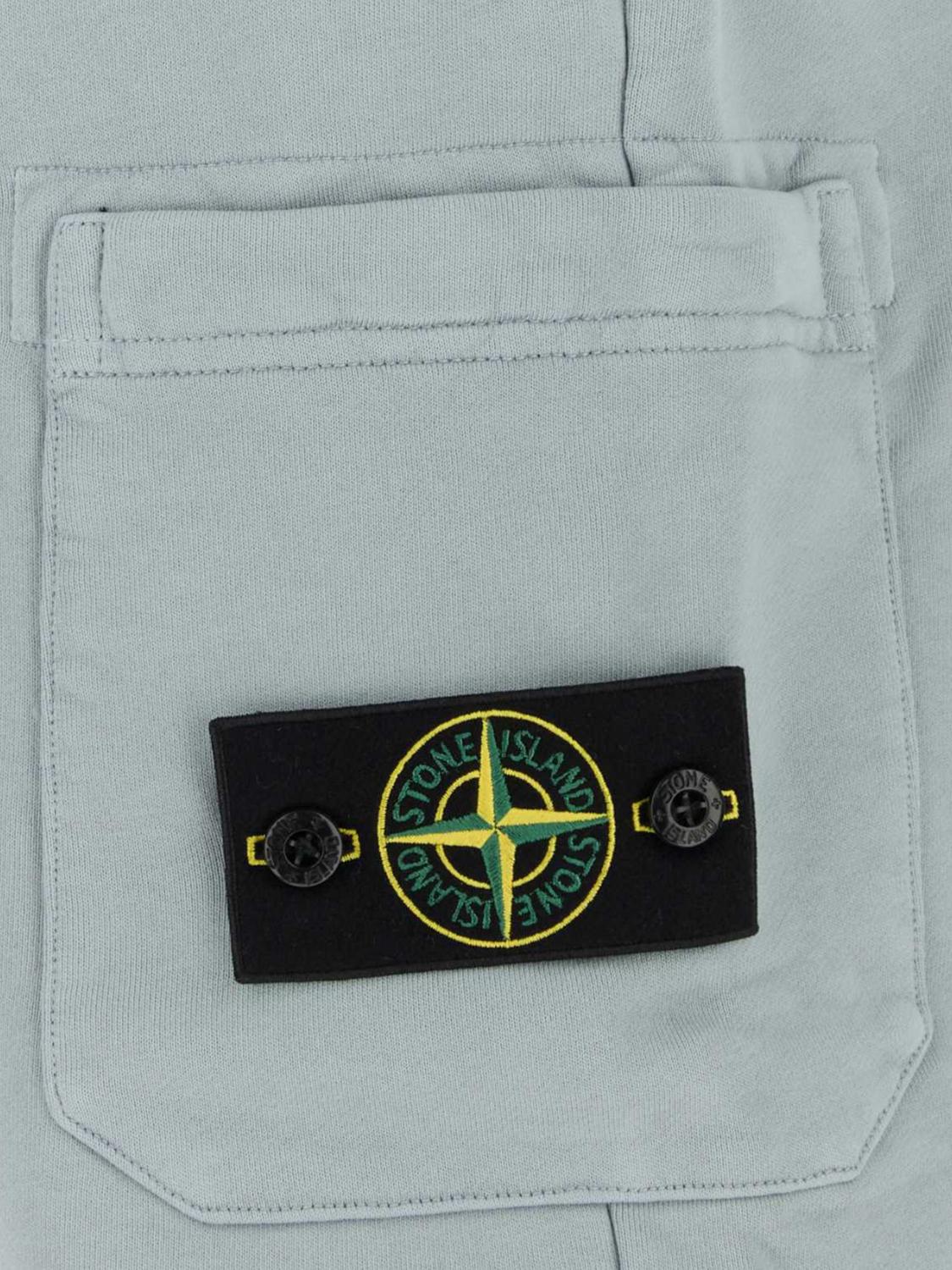 STONE ISLAND SHORTS: Stone Island Cotton Cargo Shorts with Compass Logo Patch and Drawstring, Grey - Img 4