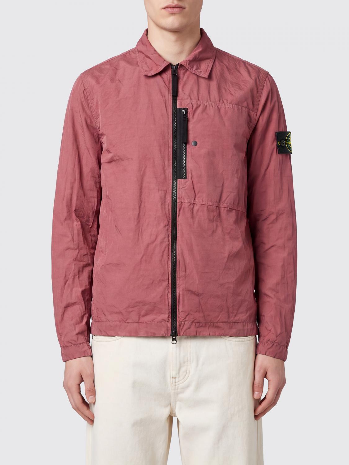 STONE ISLAND GIACCA: Giacca camicia Stone Island in nylon riciclato Econyl® con zip e logo, Rosa - Img 1