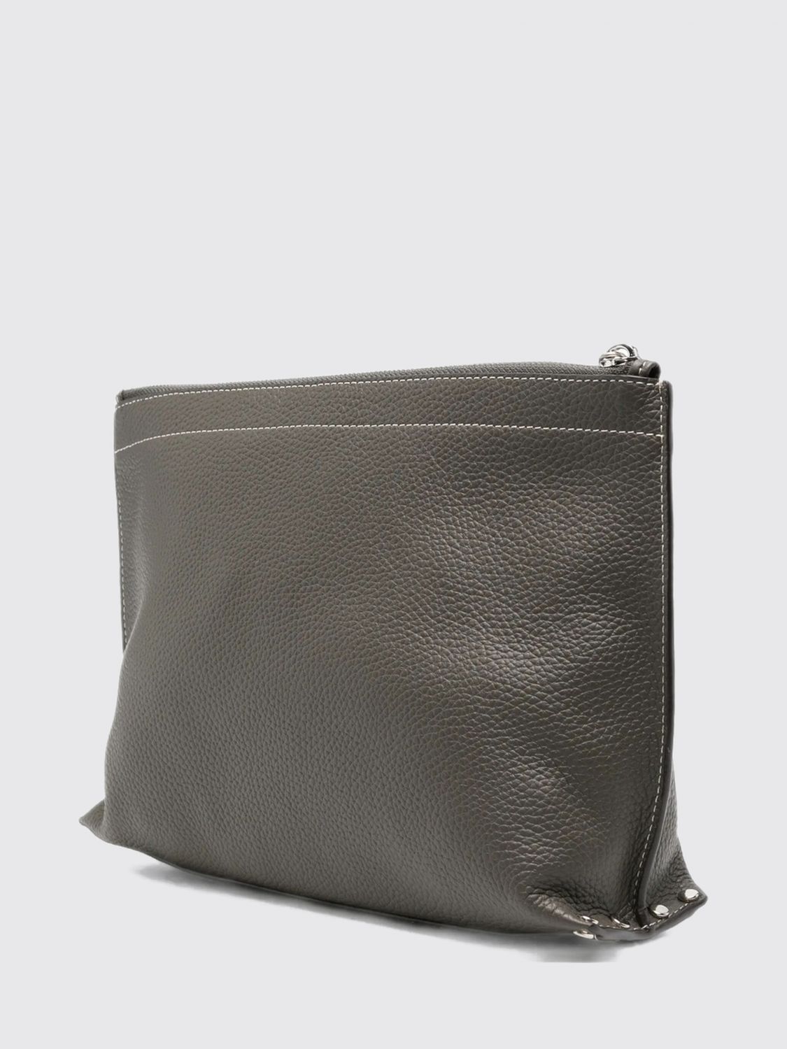 A.P.C. CLUTCH: Clutch A.P.C. in pelle di vitello martellata con logo laminato, Grigio - Img 3
