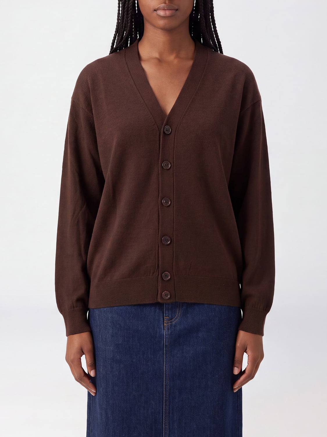 LEMAIRE PULLOVER: Locker geschnittener Cardigan von Lemaire aus Wollmischung mit V-Ausschnitt und Knöpfen, Beige - Img 1