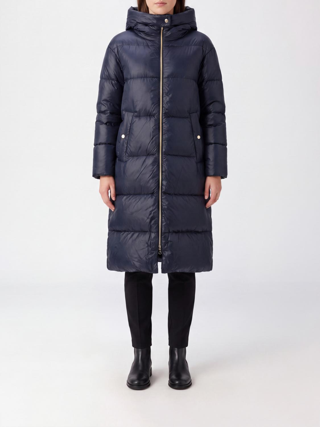 HERNO JACKE: Herno Langer wasserdichter Stepp-Daunenmantel aus Nylon mit Kapuze, Blau - Img 1