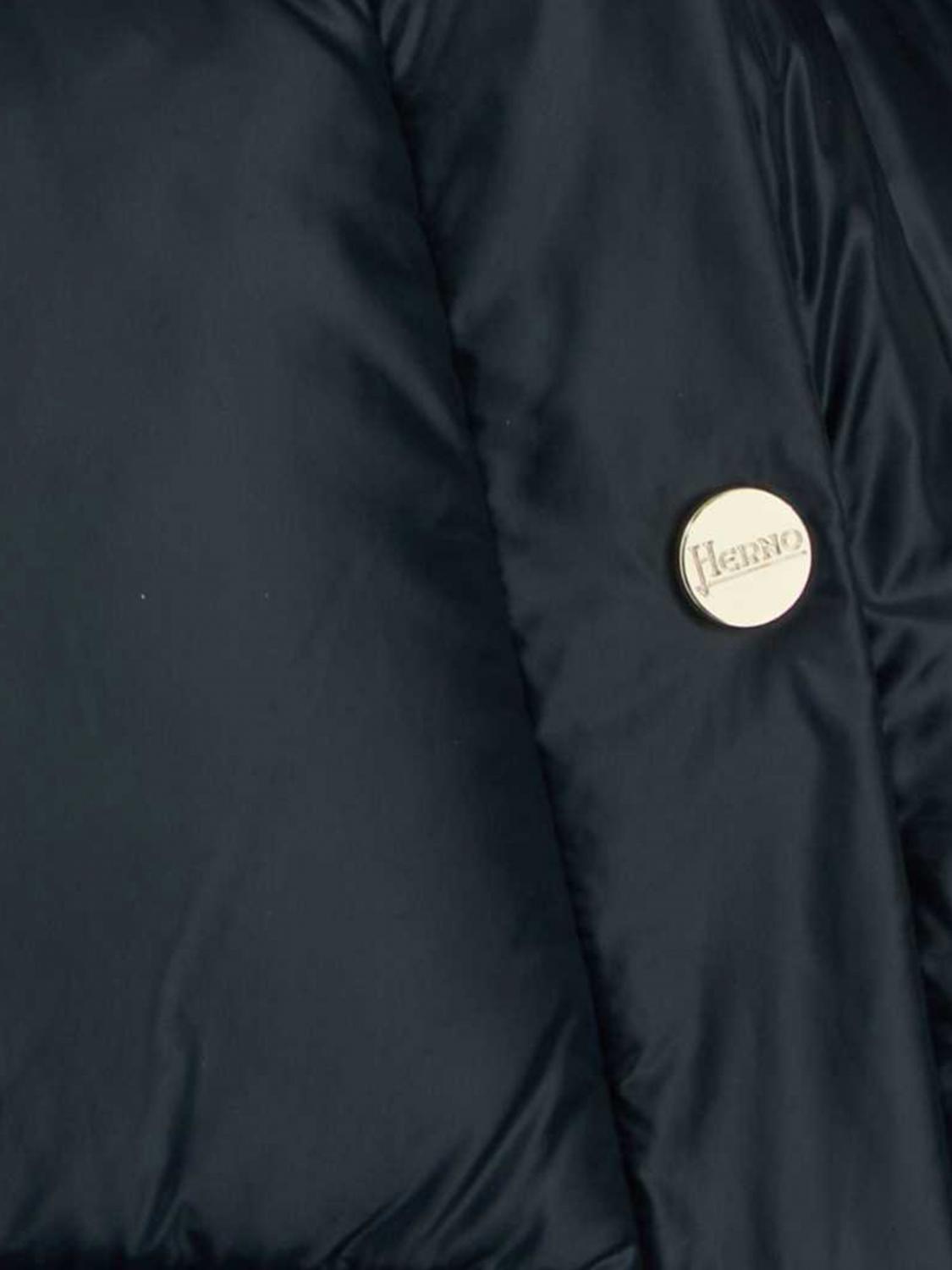 HERNO JACKE: Herno Langer wasserdichter Stepp-Daunenmantel aus Nylon mit Kapuze, Blau - Img 4