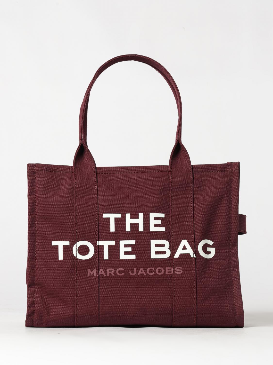 MARC JACOBS BORSA TOTE: The Large Tote Bag Marc Jacobs in canvas di cotone con logo a contrasto, Viola - Img 1