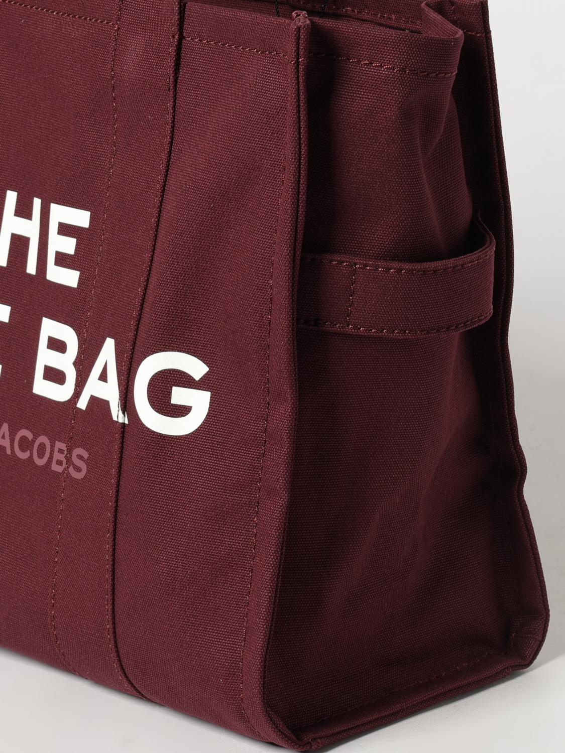 MARC JACOBS BORSA TOTE: The Large Tote Bag Marc Jacobs in canvas di cotone con logo a contrasto, Viola - Img 3
