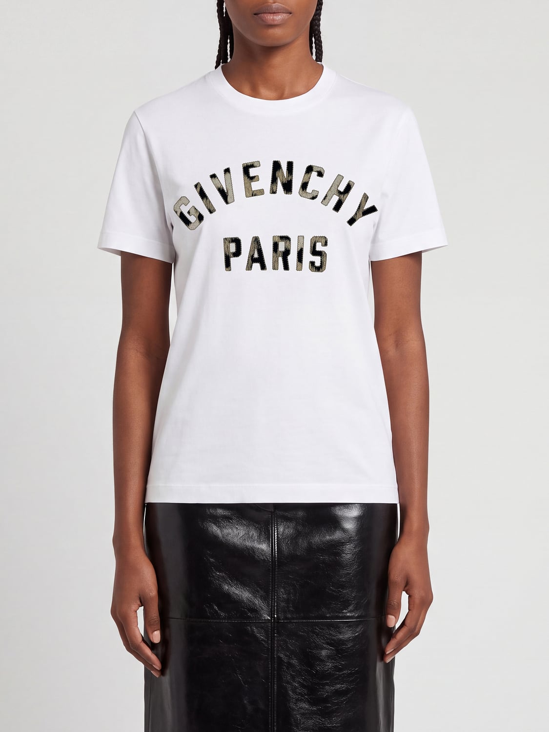 GIVENCHY T-SHIRT: Baumwoll-T-Shirt von Givenchy mit kontrastierendem Logo-Print, Weiß - Img 1