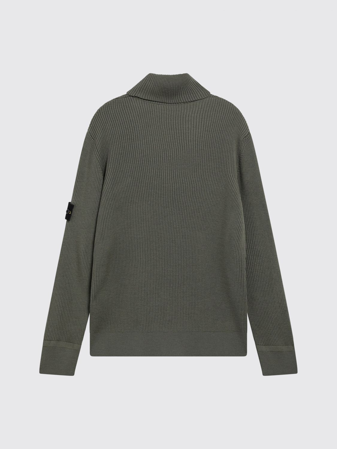 STONE ISLAND PULLOVER: Schmal geschnittener Stone Island Woll-Rollkragenpullover mit Compass-Logo, Military - Img 3