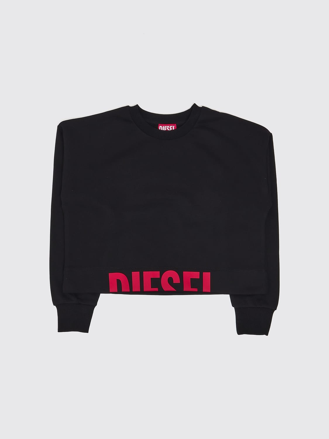 DIESEL PULL: Sweatshirt Diesel pour garçon en coton avec logo imprimé contrastant, Noir - Img 1