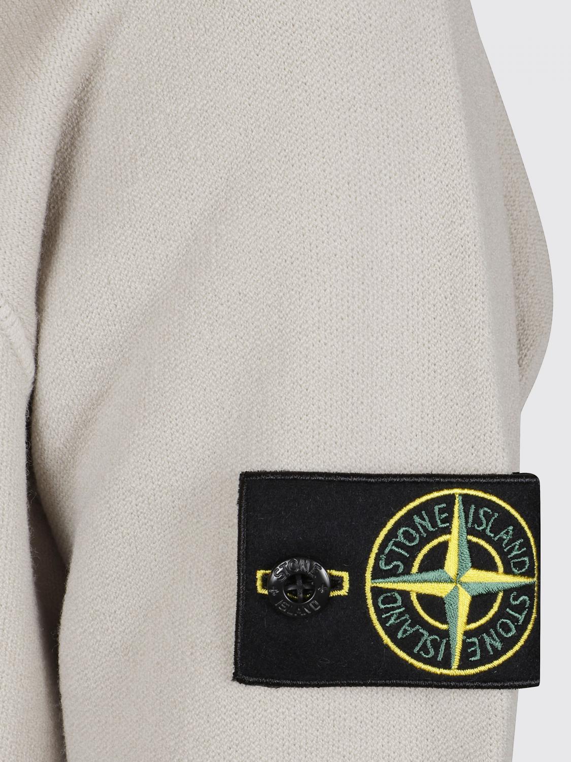 STONE ISLAND SWEATER: Stone Island Compass Logo Wool Blend Crewneck Jumper, Sand - Img 4