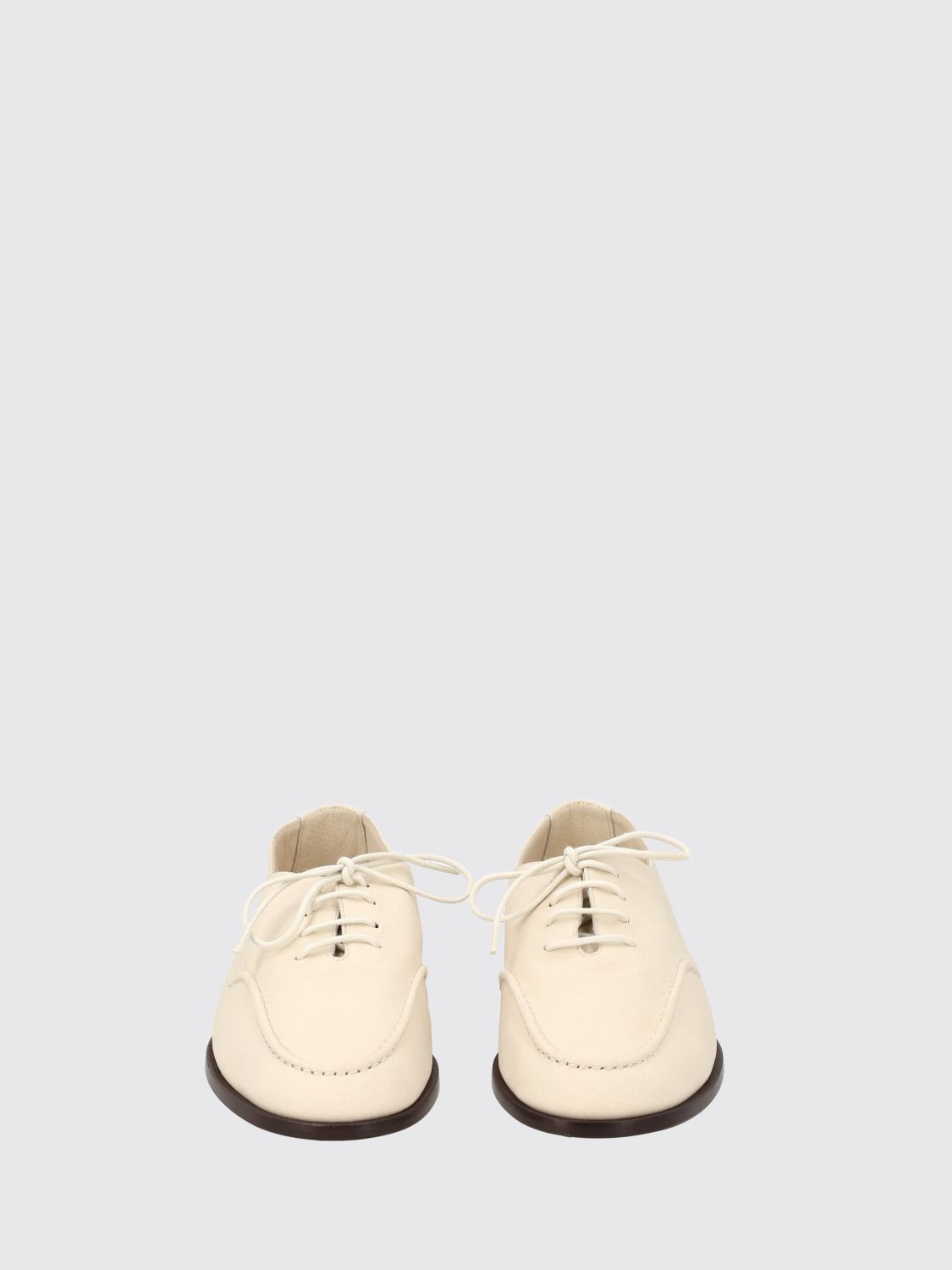 HEREU STRINGATE: Scarpe Derby Juliol Hereu in pelle martellata con punta moc-toe, Avorio - Img 4
