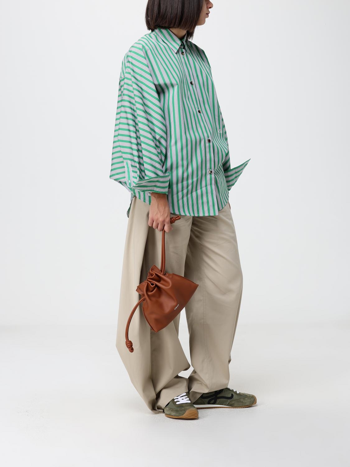 LOEWE MINI BOLSO: Minibolso saco Flamenco Loewe de piel de becerro con cordón ajustable, Tierra - Img 2
