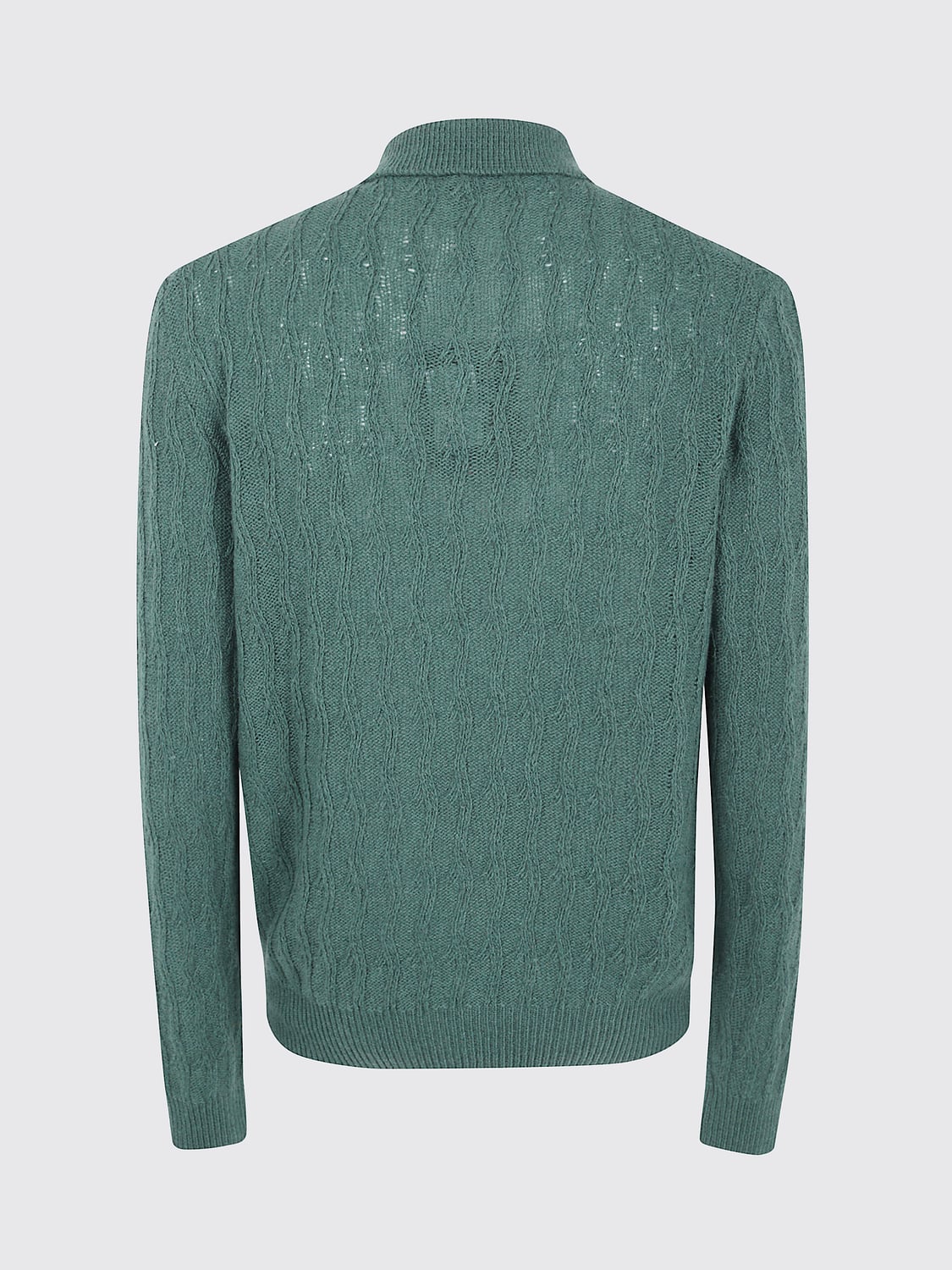 ETRO POLO: Etro Langärmeliges Strickpolo aus 100% Kaschmir mit 3-Knopf-Leiste, Grün - Img 3