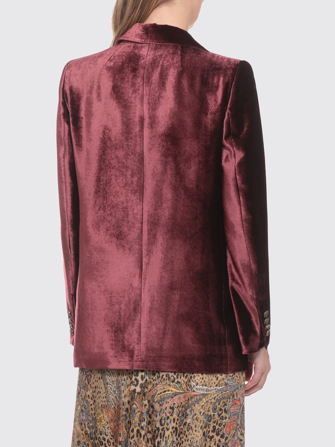 ETRO JACKET: Single-Breasted Viscose and Silk Velvet Blazer Etro with Peaked Lapels, Burgundy - Img 3