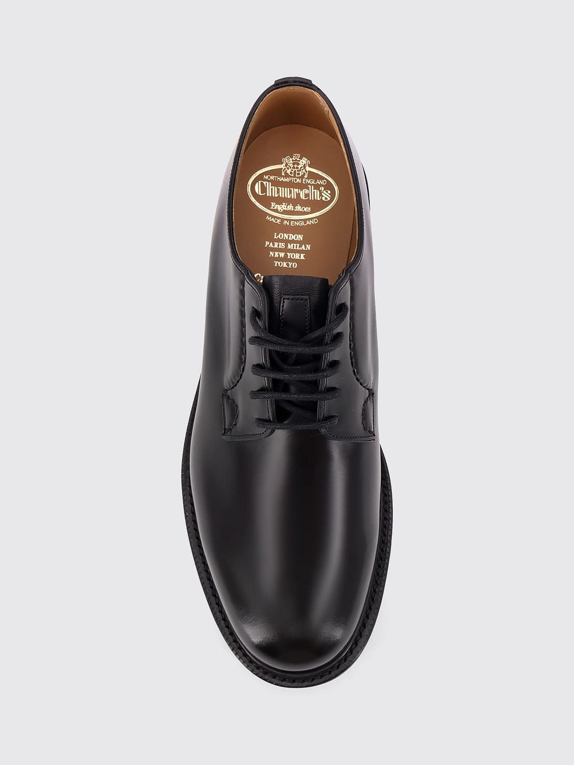 CHURCH'S SCHNÜRSCHUHE: Shannon Derby-Schuhe von Church's aus glattem Kalbsleder mit runder Kappe, Schwarz - Img 4