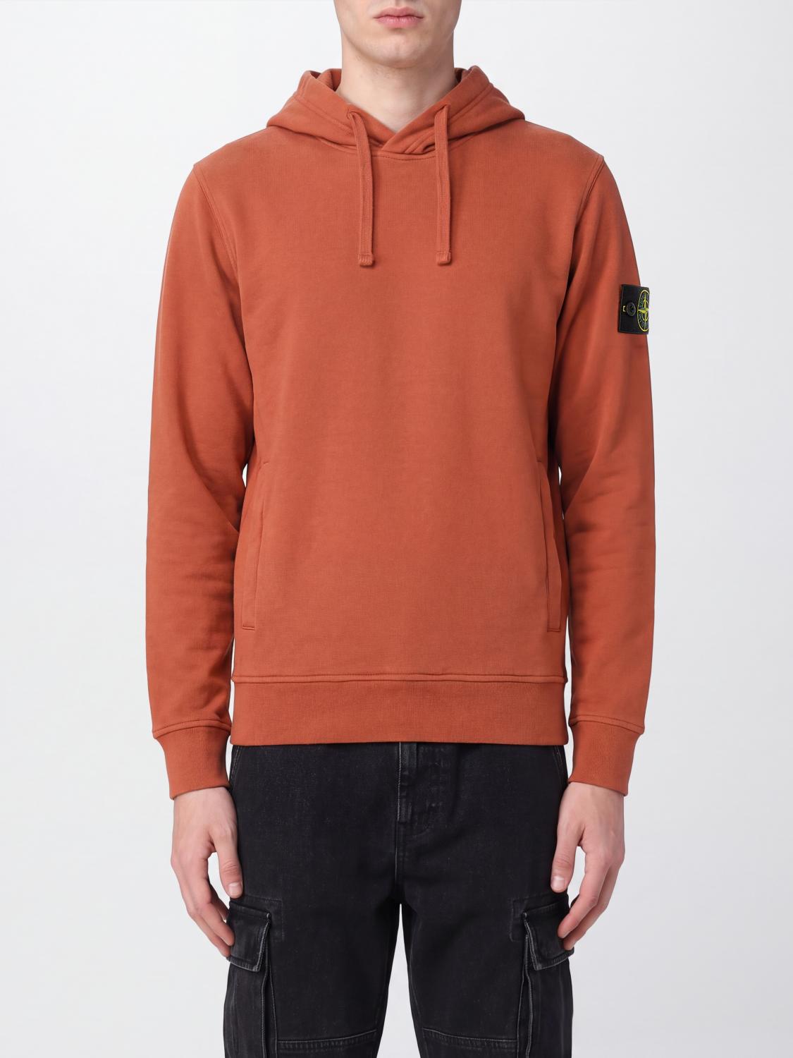 STONE ISLAND SUDADERA: Sudadera con capucha Stone Island de algodón con parche del logo Compass, Naranja - Img 1