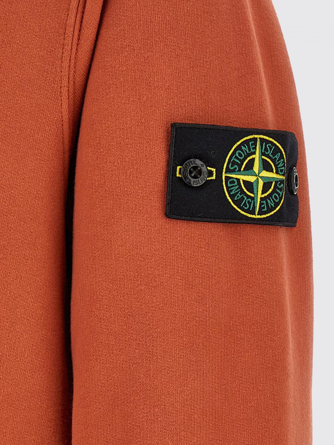STONE ISLAND SUDADERA: Sudadera con capucha Stone Island de algodón con parche del logo Compass, Naranja - Img 4