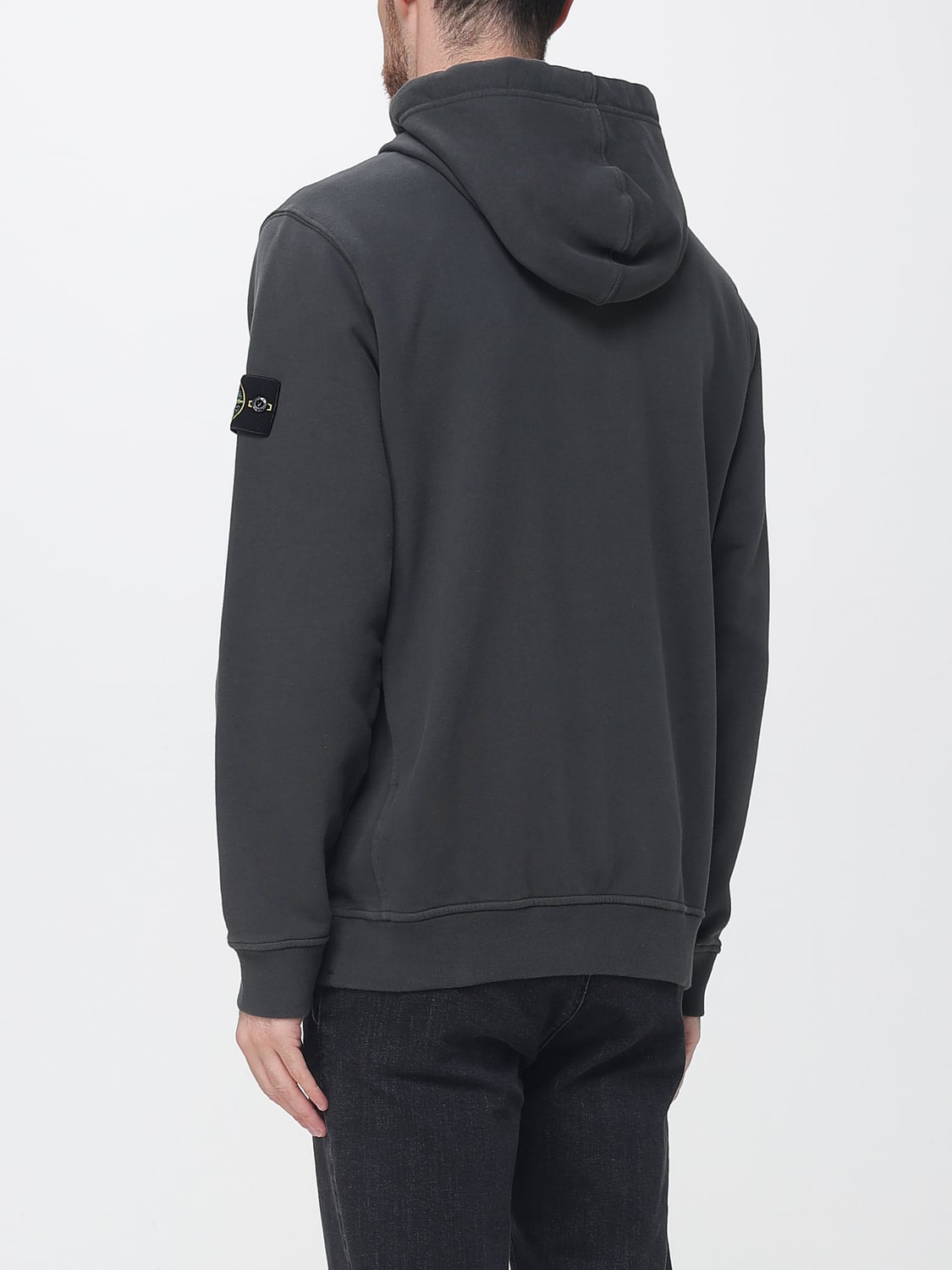 STONE ISLAND SWEATSHIRT: Stone Island Cotton Zip-Up Hoodie with Dropped Shoulders, Charcoal - Img 2