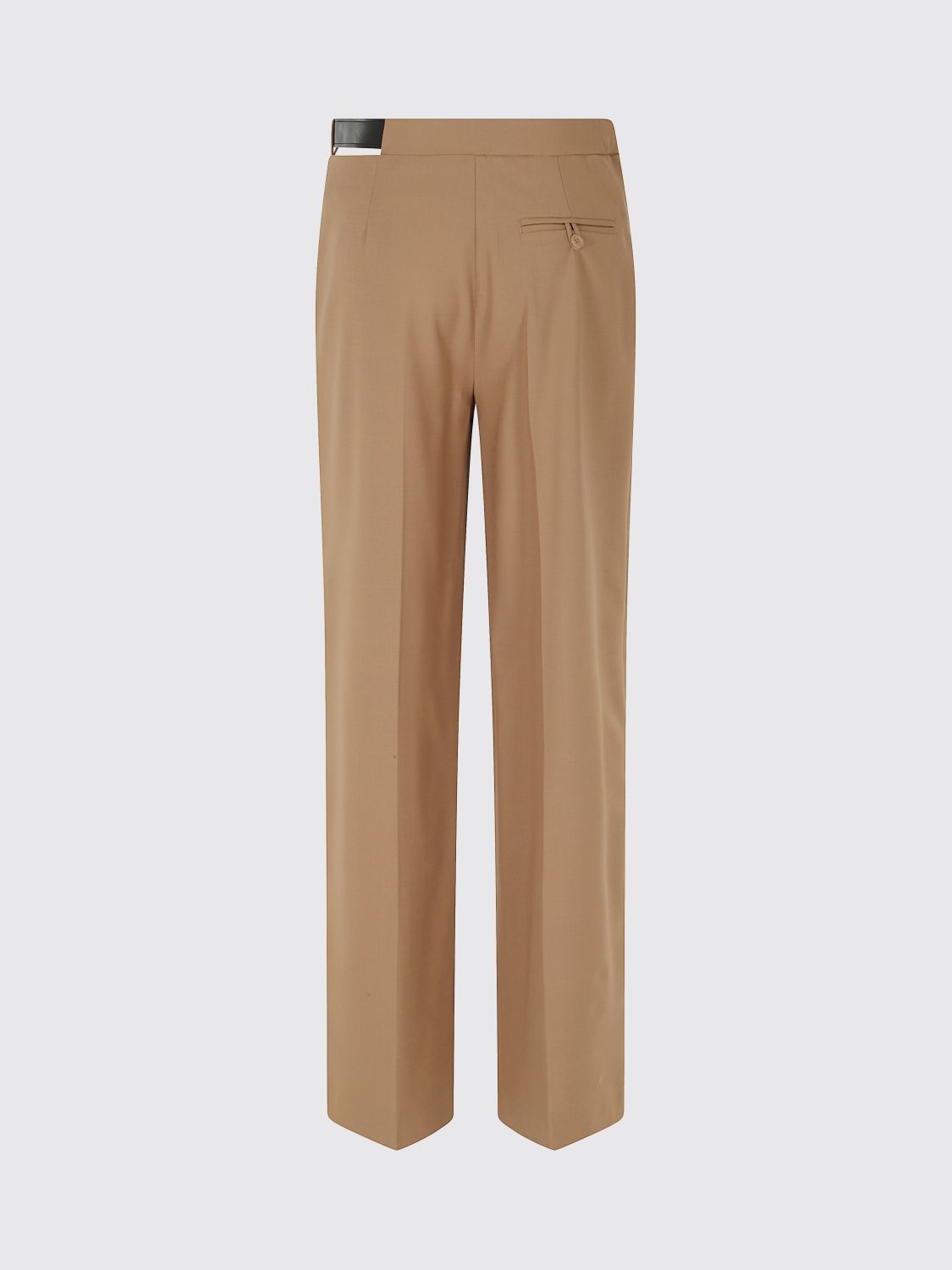 SEMICOUTURE PANTS: High-Waisted Skinny Trousers Semicouture in Wool Blend with Cut-Out Detail, Brown - Img 3