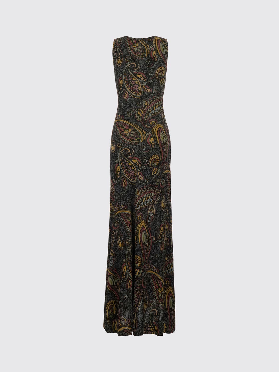 ETRO ABITO: Abito lungo a tubino Etro in maglia di viscosa con stampa Paisley, Verde - Img 2