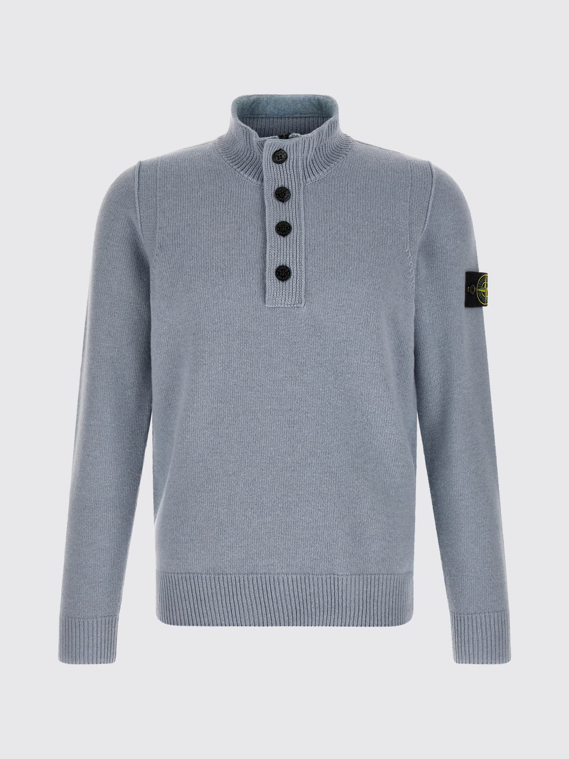 STONE ISLAND 毛衣: STONE ISLAND Compass 徽标贴片初剪羊毛高领毛衣, 蓝色 1 - Img 2