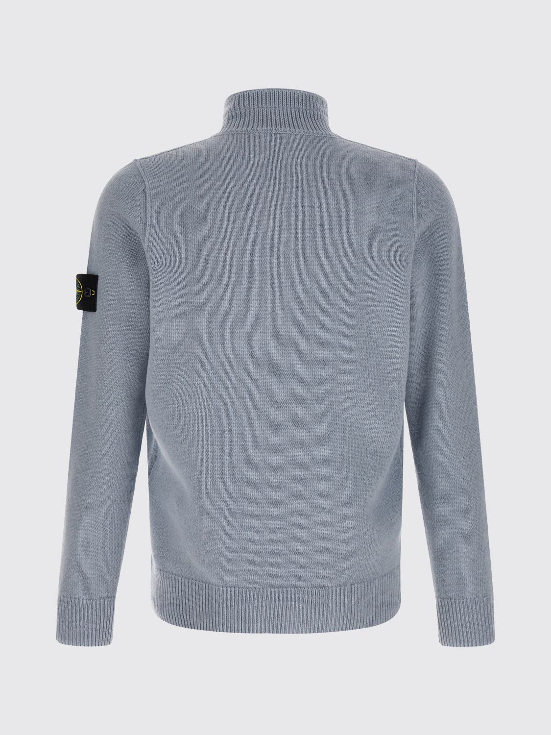 STONE ISLAND 毛衣: STONE ISLAND Compass 徽标贴片初剪羊毛高领毛衣, 蓝色 1 - Img 3