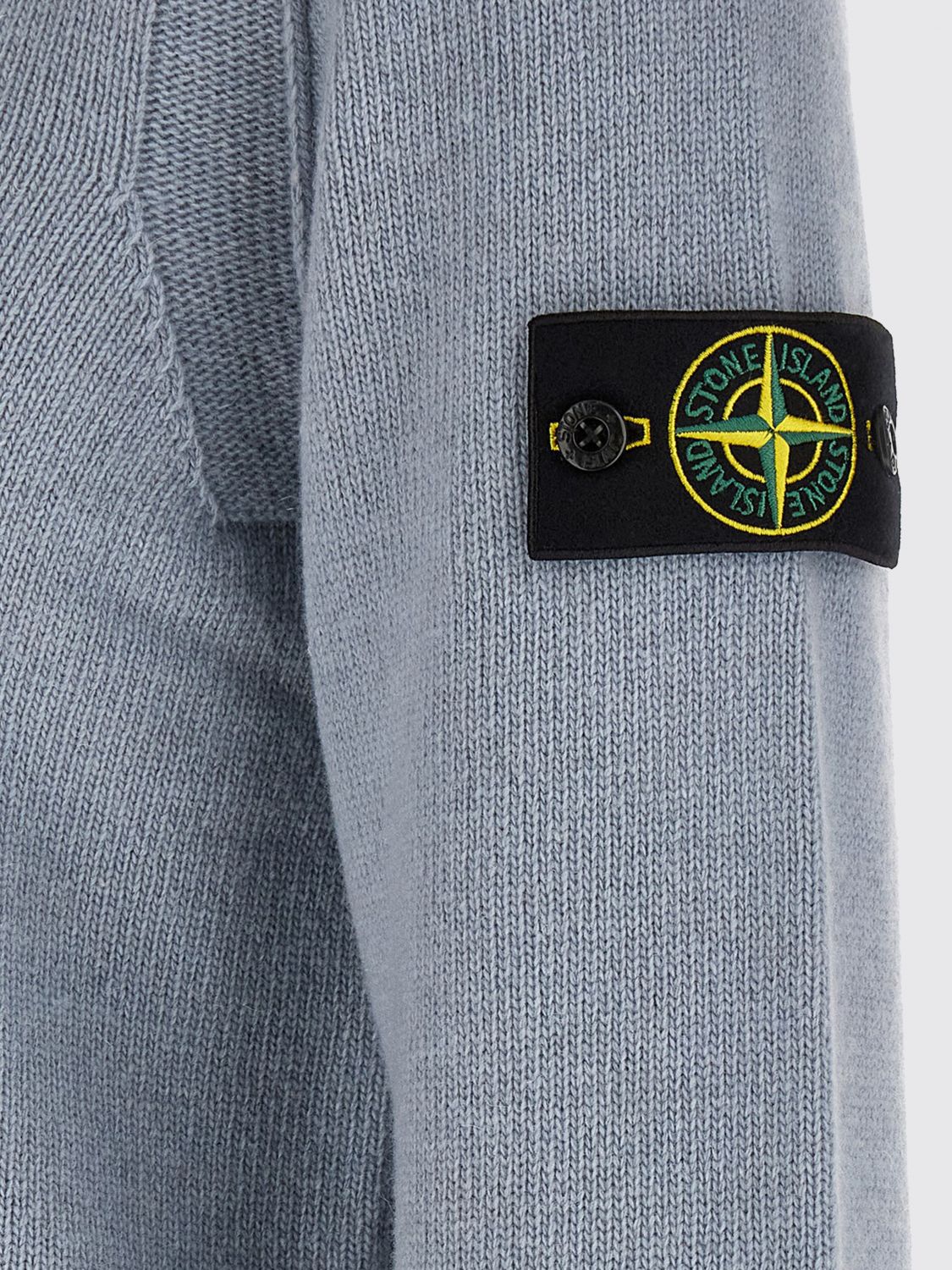STONE ISLAND 毛衣: STONE ISLAND Compass 徽标贴片初剪羊毛高领毛衣, 蓝色 1 - Img 4