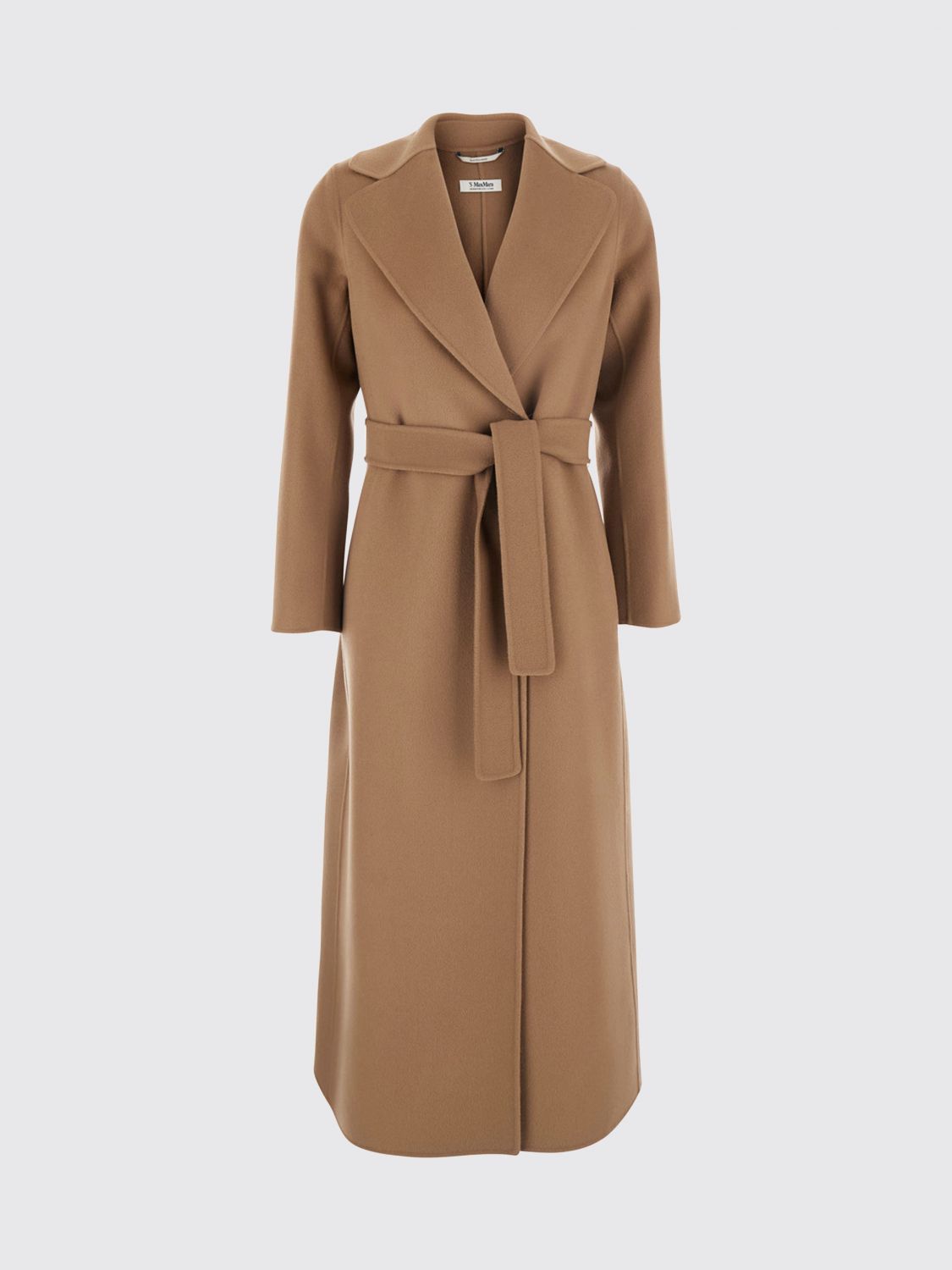 'S MAX MARA ABRIGO: Abrigo largo tipo bata 'S Max Mara de lana con cinturón y solapas, Camello - Img 2