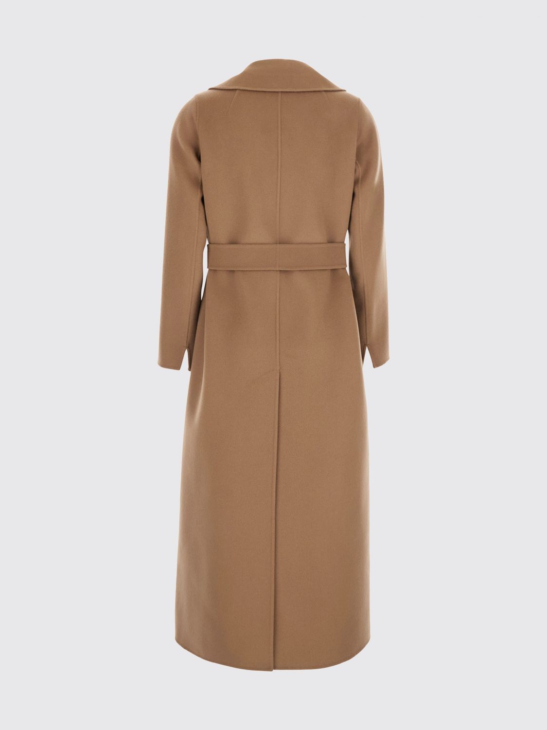 'S MAX MARA ABRIGO: Abrigo largo tipo bata 'S Max Mara de lana con cinturón y solapas, Camello - Img 3