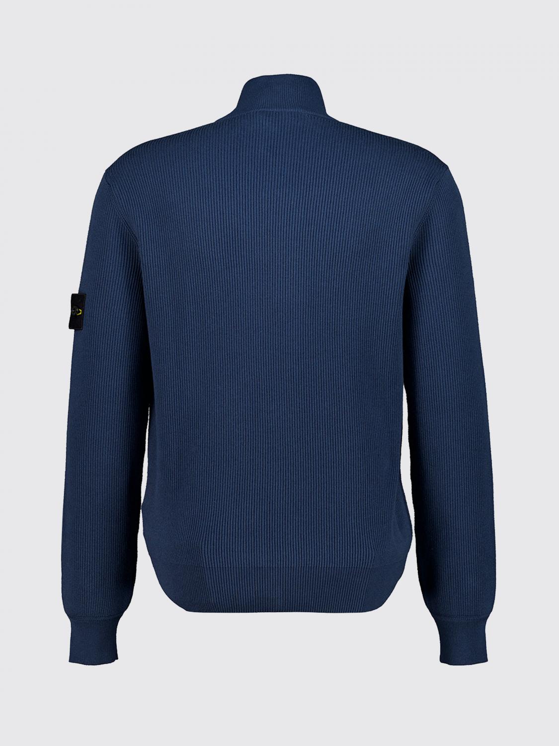 STONE ISLAND PULL: Cardigan Stone Island en coton biologique à col montant avec logo Compass, Bleu Marine - Img 3