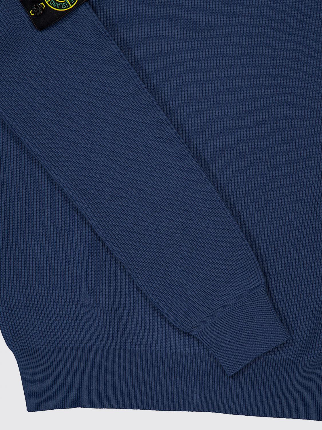 STONE ISLAND PULL: Cardigan Stone Island en coton biologique à col montant avec logo Compass, Bleu Marine - Img 4