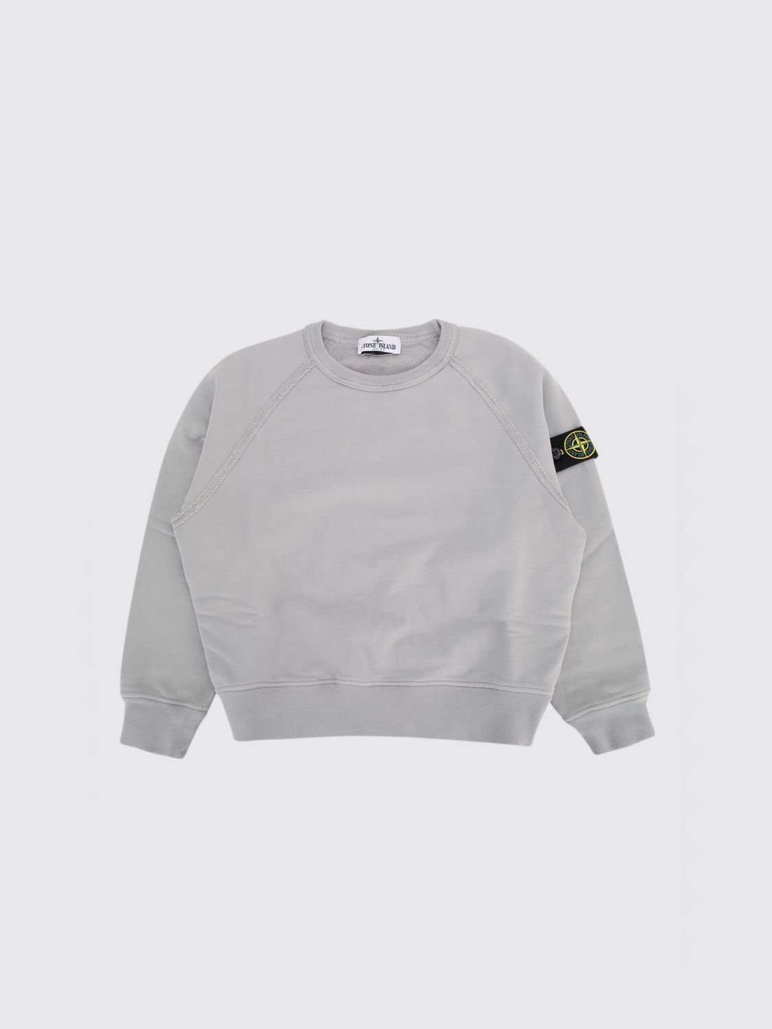 STONE ISLAND JUNIOR SWEATER: Boy's Cotton Crewneck Sweatshirt Stone Island Junior with Compass Logo, Dust - Img 1