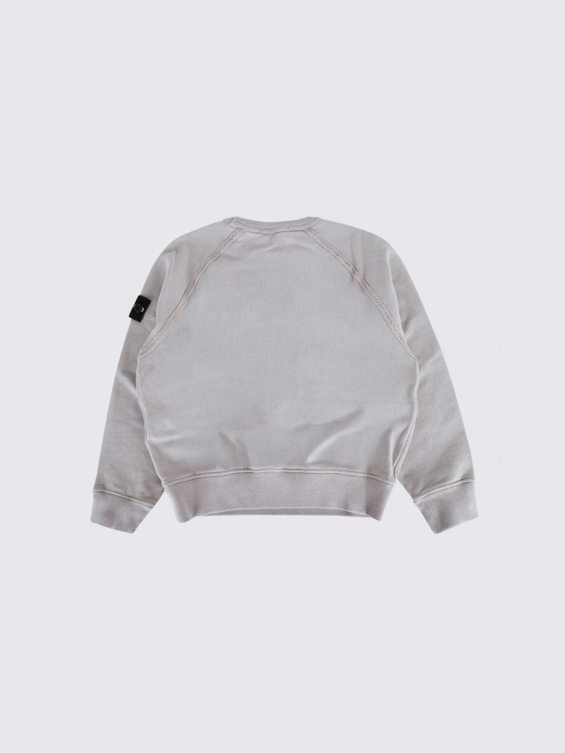 STONE ISLAND JUNIOR SWEATER: Boy's Cotton Crewneck Sweatshirt Stone Island Junior with Compass Logo, Dust - Img 2