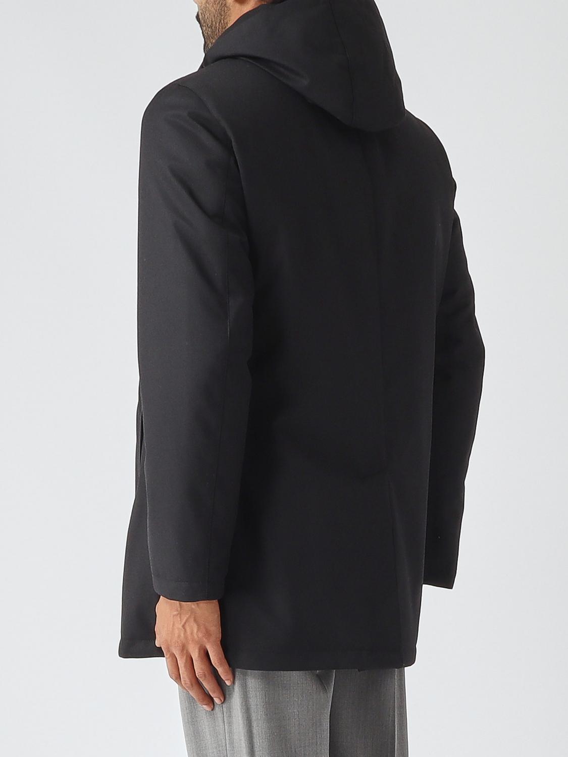 HERNO COAT: Hooded Water-Repellent Padded Wool Blend Parka Herno, Black - Img 2