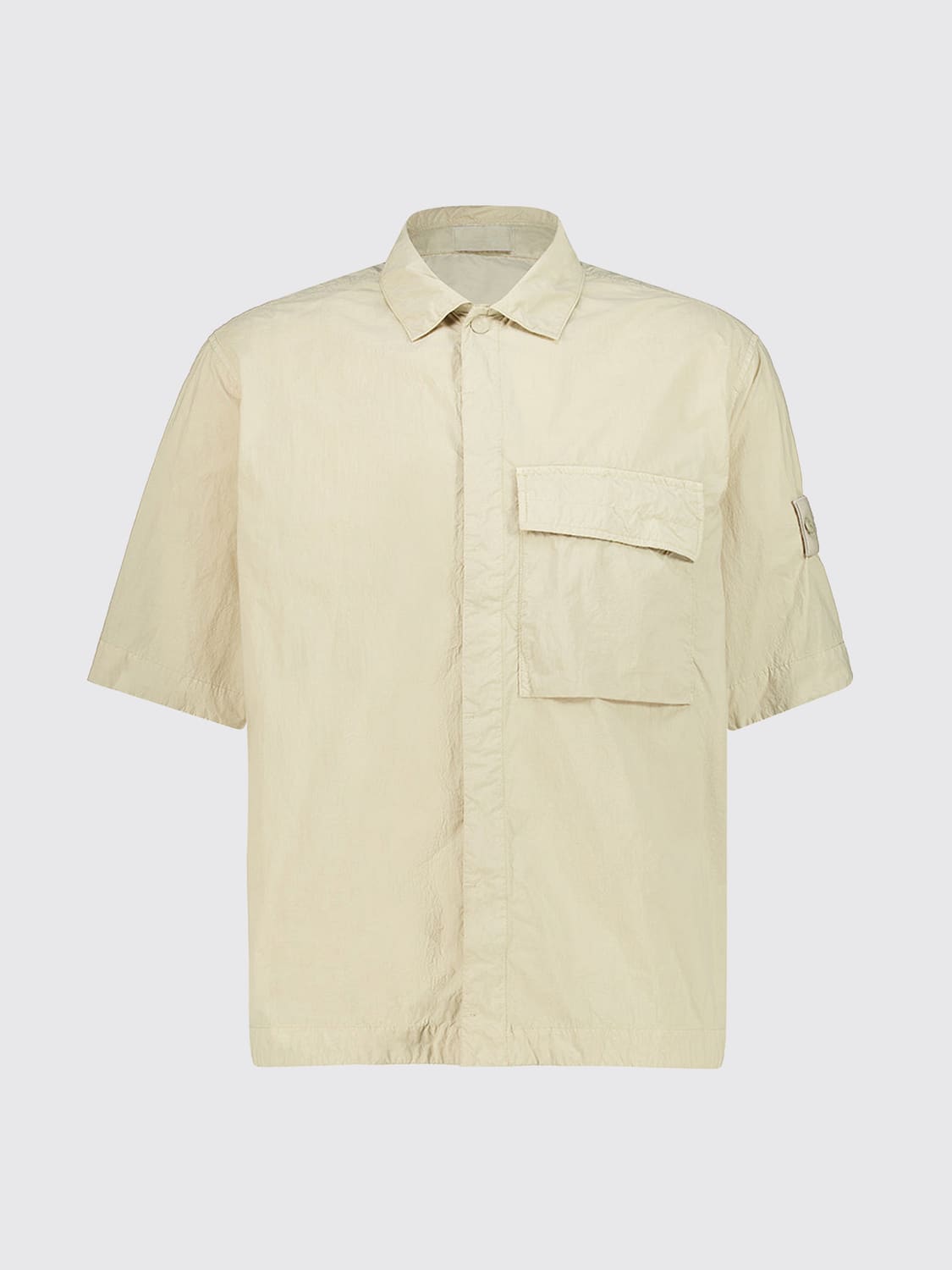 STONE ISLAND HEMD: Kurzarmhemd aus Nylon der Ghost-Kollektion von Stone Island mit Taschen, Beige - Img 2
