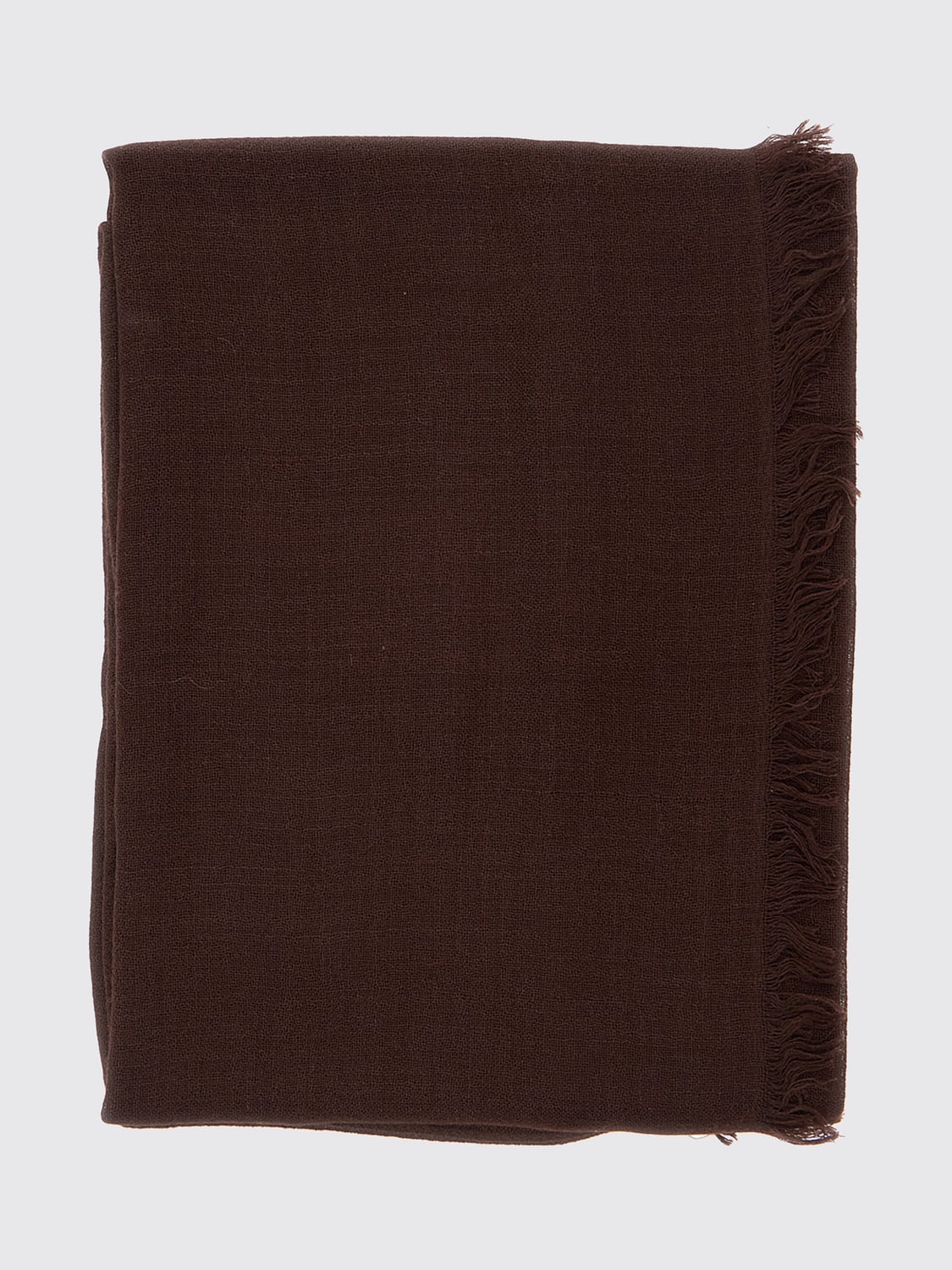 BRUNELLO CUCINELLI SCARF: Brunello Cucinelli Cashmere and Silk Scarf with Fringed Edges, Brown - Img 1