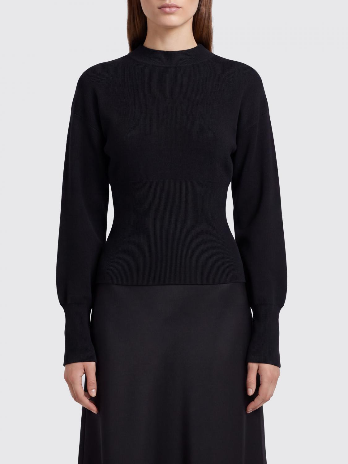 ANINE BING JERSEY: Suéter de cuello redondo Anine Bing en mezcla de viscosa con mangas largas y ribetes acanalados, Negro - Img 1