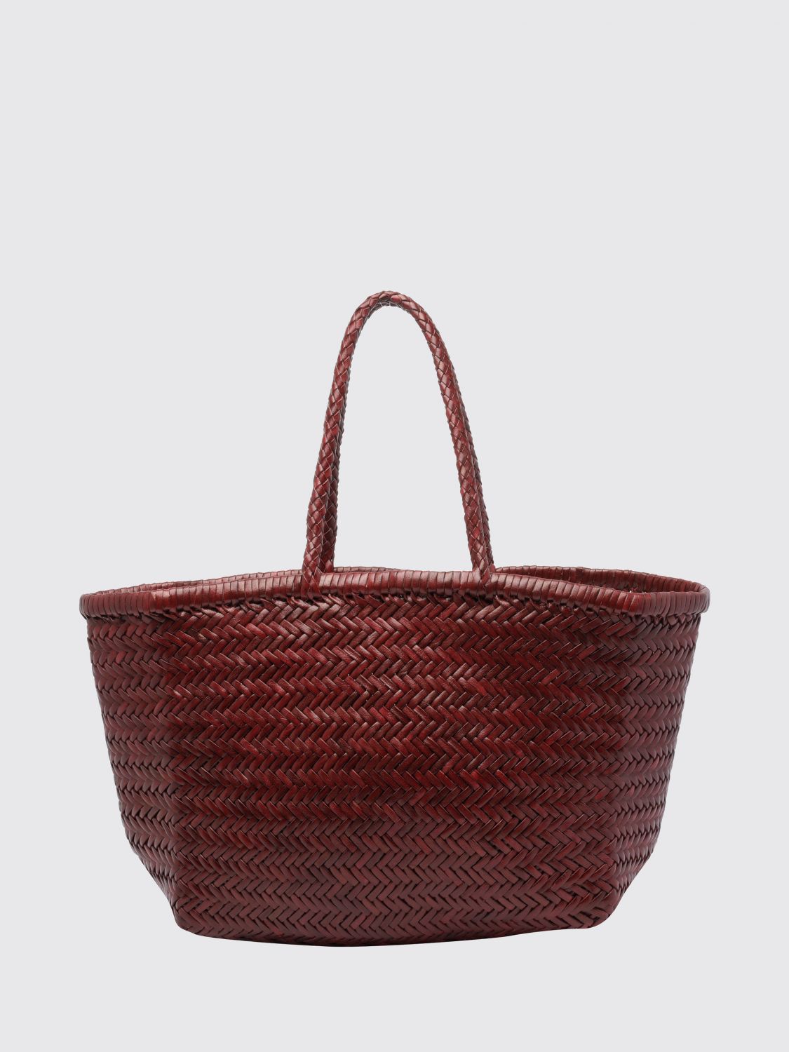 DRAGON DIFFUSION BORSA A MANO: Borsa a mano Dragon Diffusion in pelle intrecciata con doppio manico, Rosso - Img 1